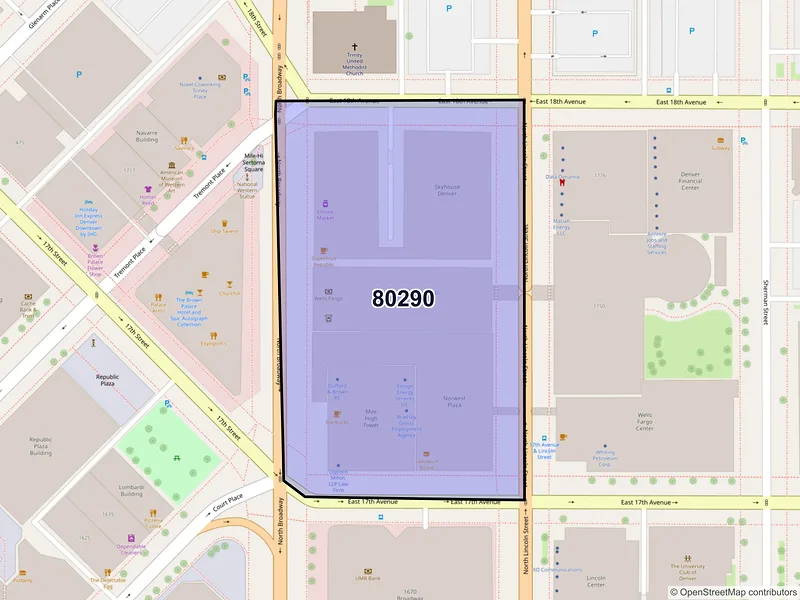 Map of ZIP Code 80290 — Denver, CO