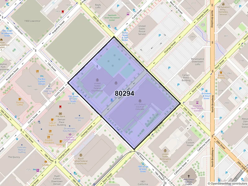Map of ZIP Code 80294 — Denver, CO