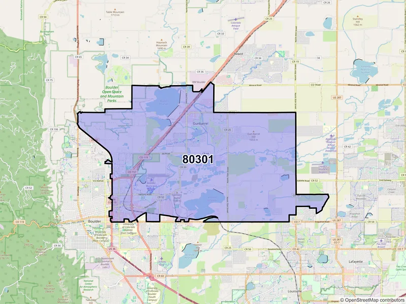 Map of ZIP Code 80301 — Boulder, CO