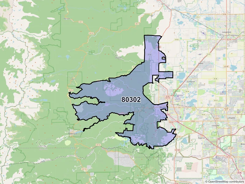 Map of ZIP Code 80302 — Boulder, CO