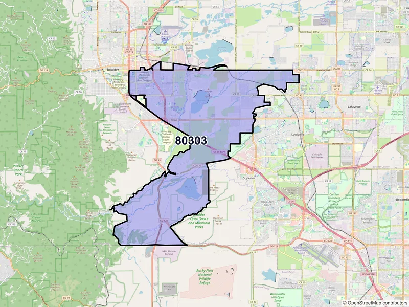 Map of ZIP Code 80303 — Boulder, CO