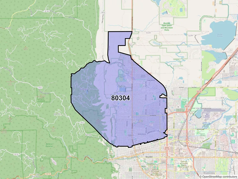 Map of ZIP Code 80304 — Boulder, CO