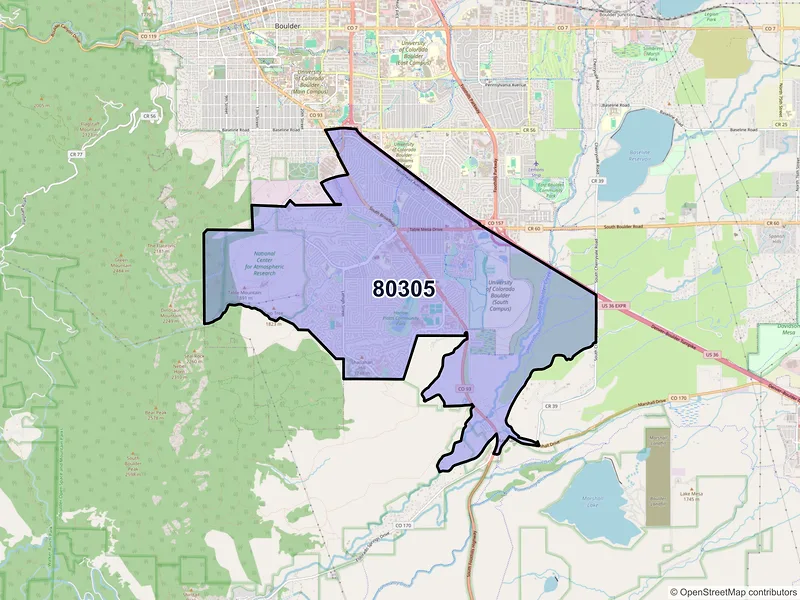 Map of ZIP Code 80305 — Boulder, CO