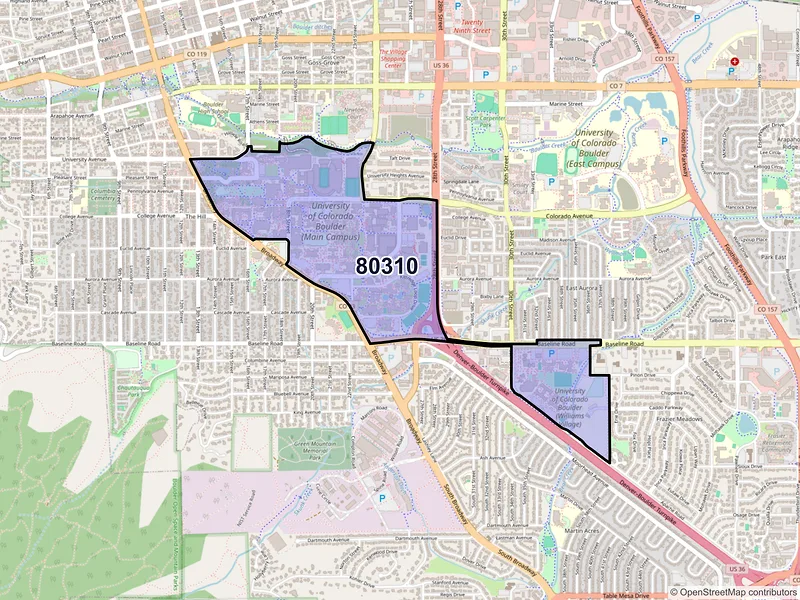 Map of ZIP Code 80310 — Boulder, CO