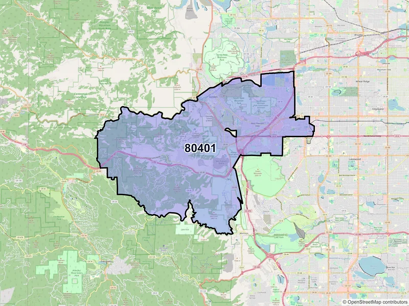 Map of ZIP Code 80401 — Golden, CO