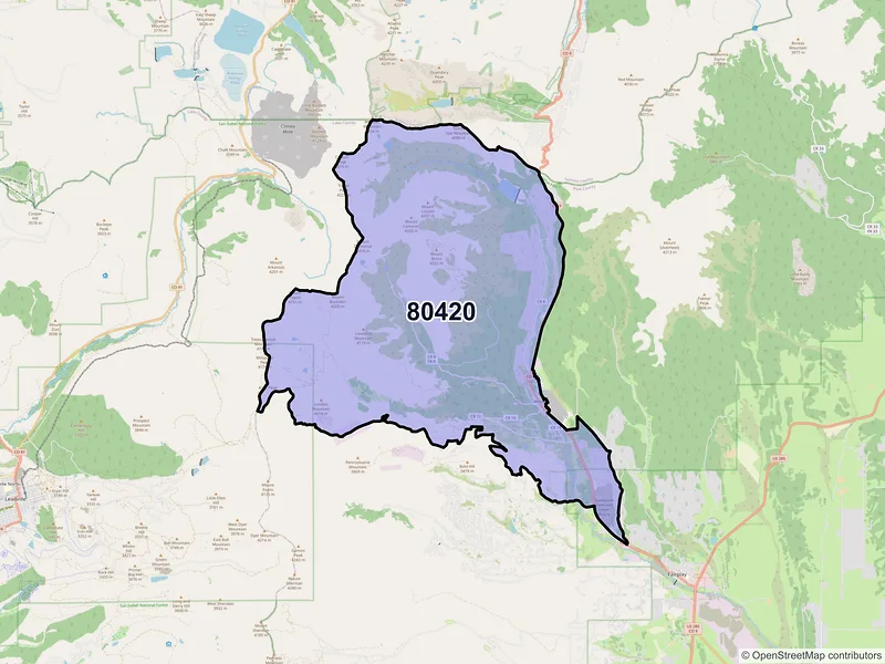 Map of Alma, Colorado and ZIP codes