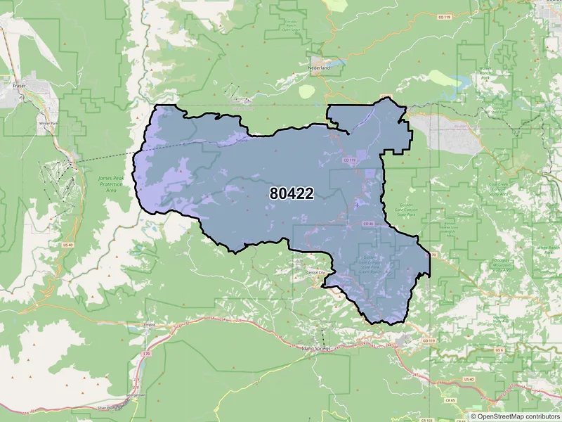 Map of ZIP Code 80422 — Black Hawk, CO