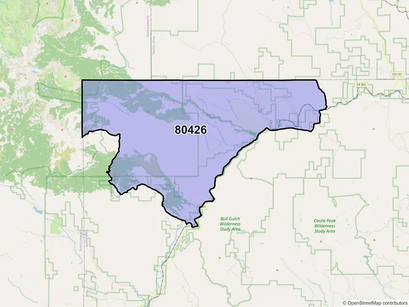 Map of Burns, Colorado and ZIP codes