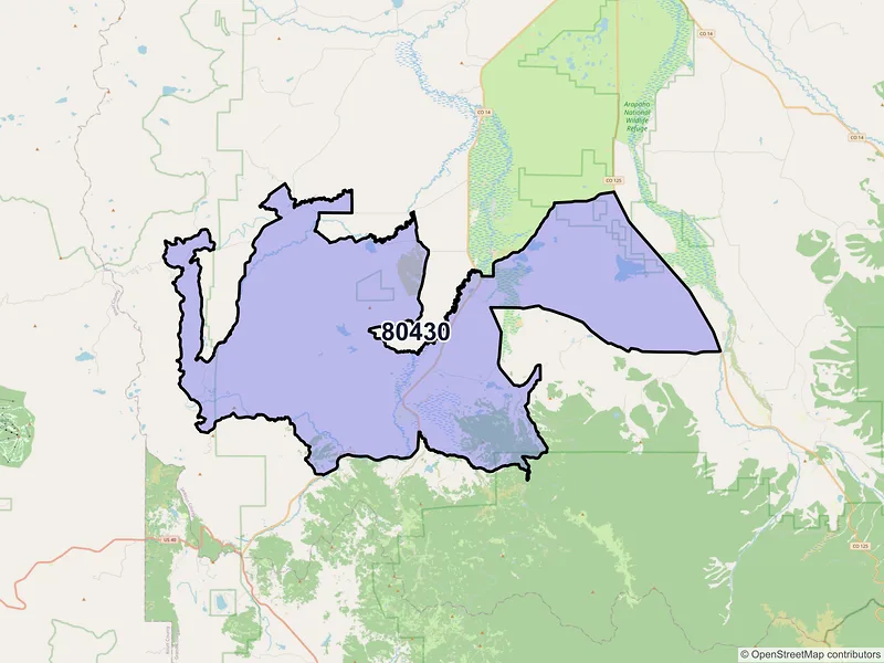 Map of ZIP Code 80430 — Coalmont, CO