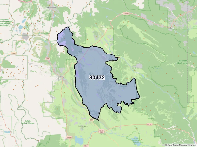 Map of Como, Colorado and ZIP codes