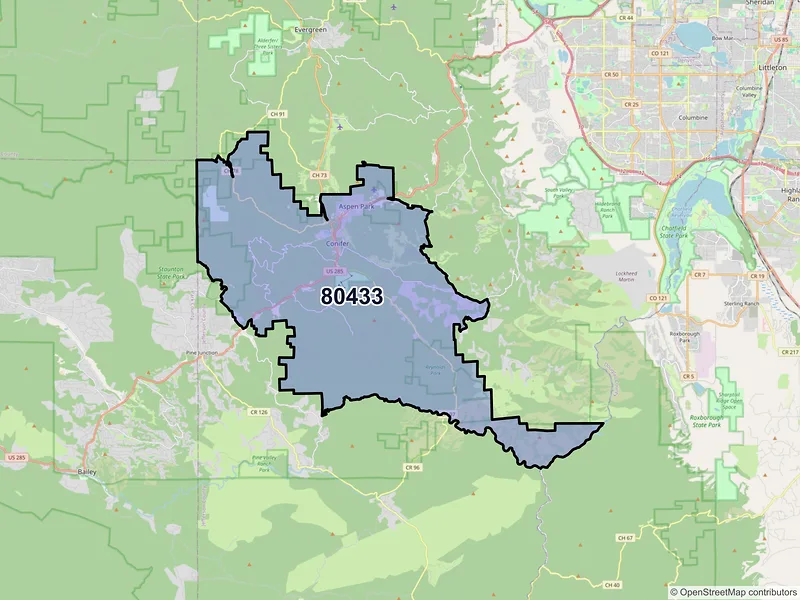 Map of ZIP Code 80433 — Conifer, CO