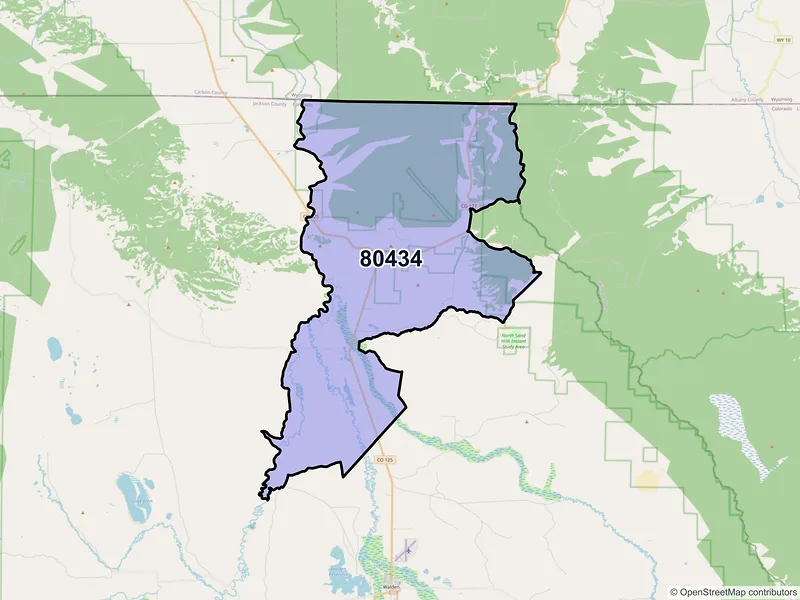 Map of Cowdrey, Colorado and ZIP codes