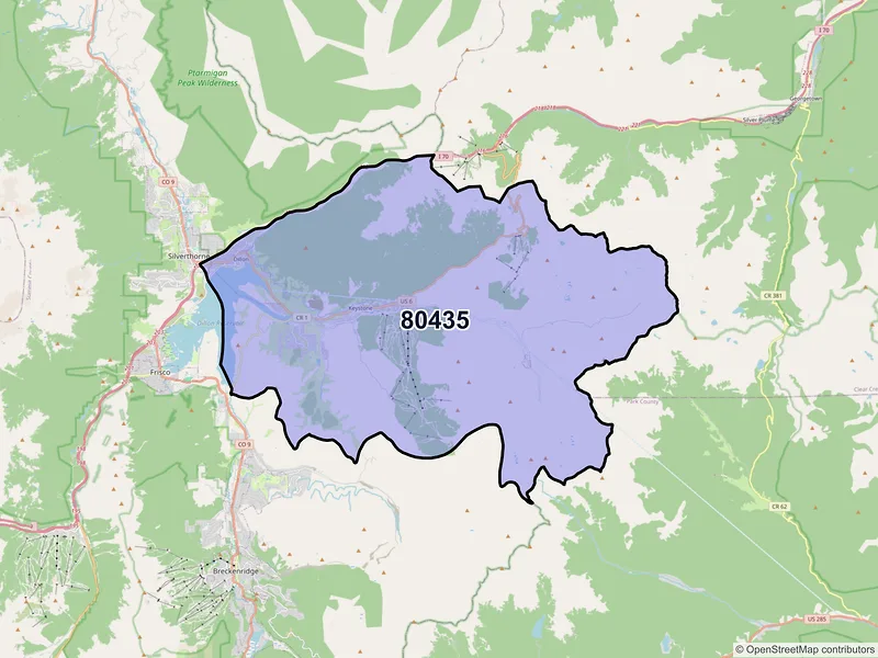 Map of Dillon, Colorado and ZIP codes