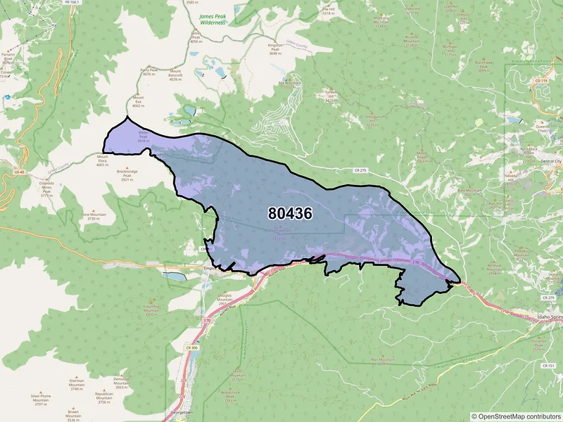 Map of Dumont, Colorado and ZIP codes