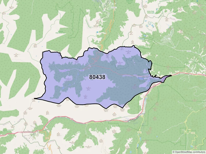 Map of Empire, Colorado and ZIP codes