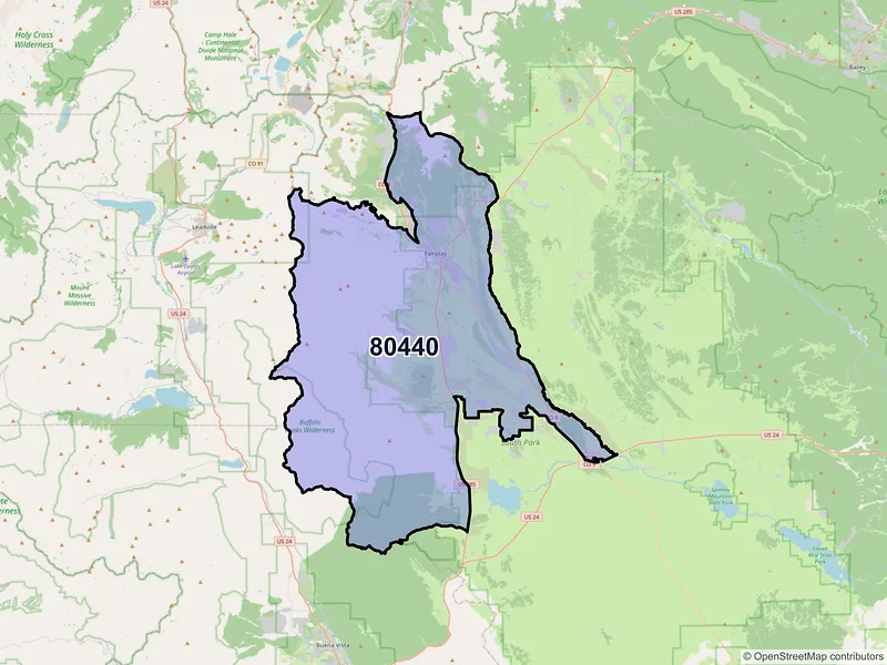Map of ZIP Code 80440 — Fairplay, CO