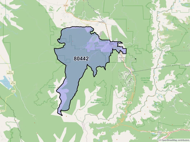 Map of Fraser, Colorado and ZIP codes