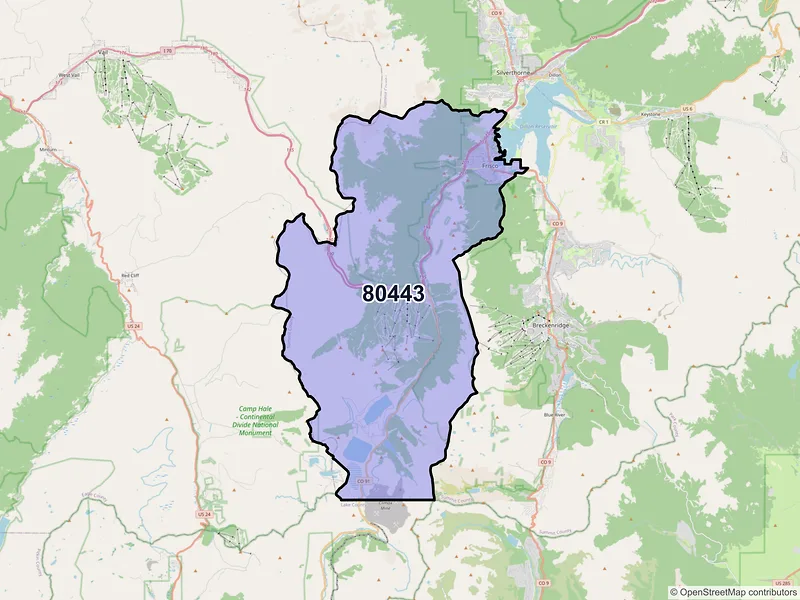 Map of Frisco, Colorado and ZIP codes