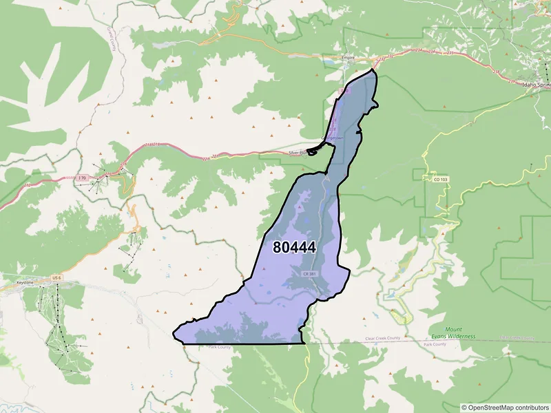 Map of Georgetown, Colorado and ZIP codes