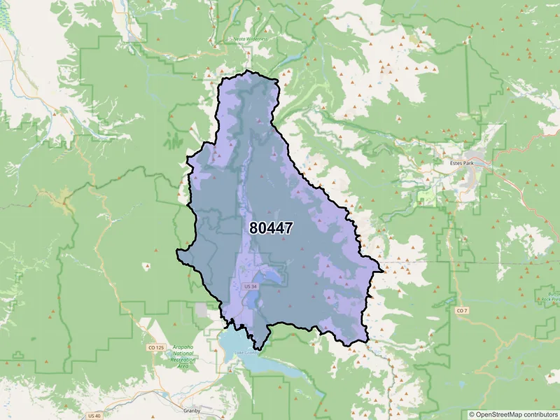 Map of ZIP Code 80447 — Grand Lake, CO