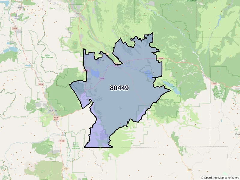 Map of ZIP Code 80449 — Hartsel, CO