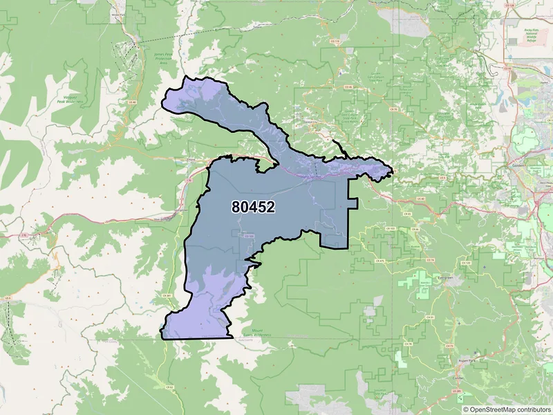 Map of ZIP Code 80452 — Idaho Springs, CO