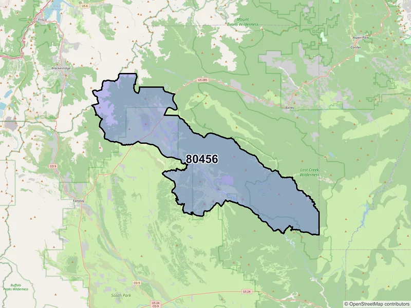 Map of Jefferson, Colorado and ZIP codes
