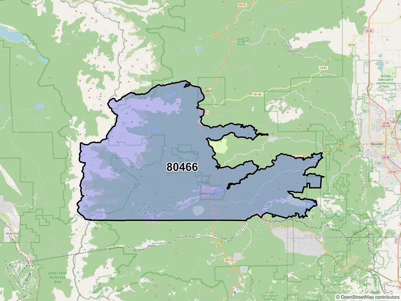Map of ZIP Code 80466 — Nederland, CO