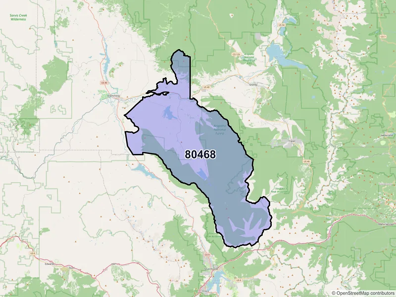 Map of ZIP Code 80468 — Parshall, CO