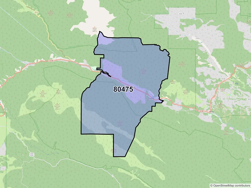 Map of Shawnee, Colorado and ZIP codes