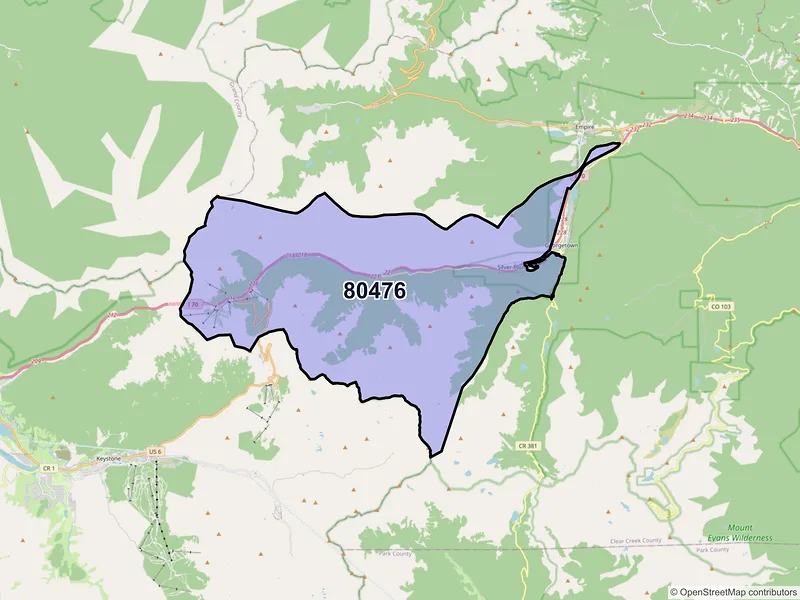 Map of Silver Plume, Colorado and ZIP codes