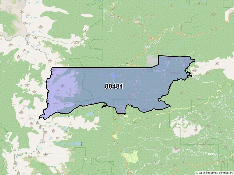 Map of ZIP Code 80481 — Ward, CO