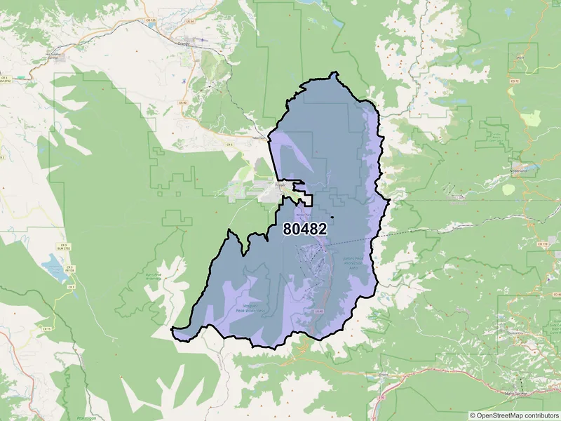 Map of Winter Park, Colorado and ZIP codes