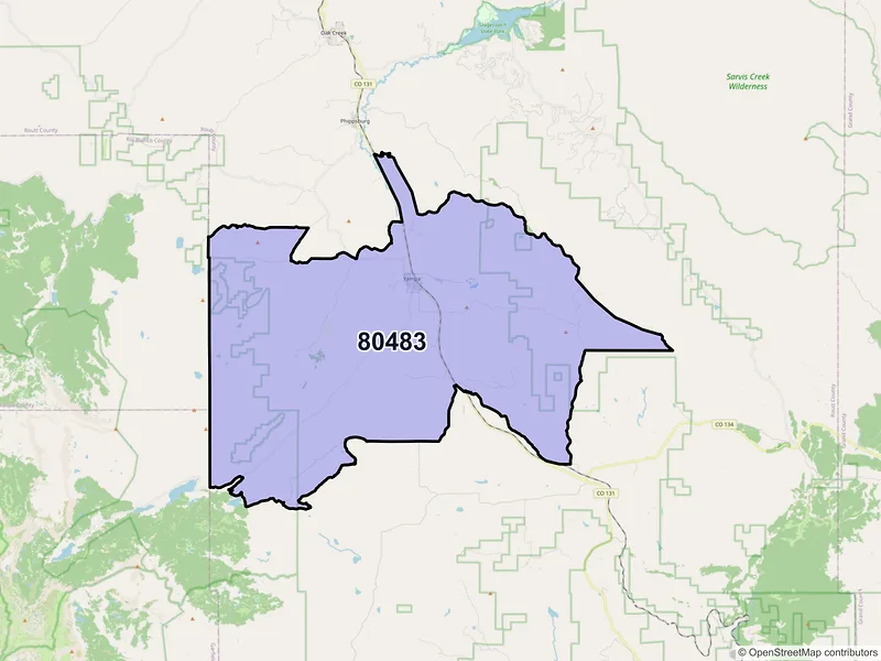 Map of Yampa, Colorado and ZIP codes