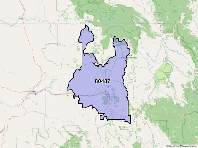 Map of ZIP Code 80487 — Steamboat Springs, CO