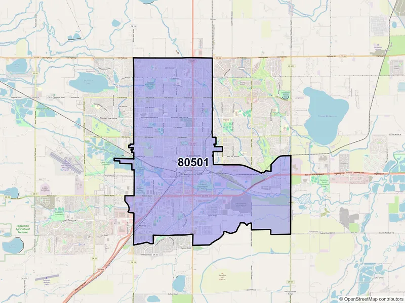 Map of ZIP Code 80501 — Longmont, CO