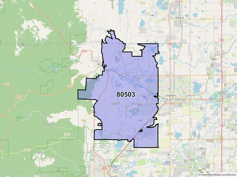 Map of ZIP Code 80503 — Longmont, CO