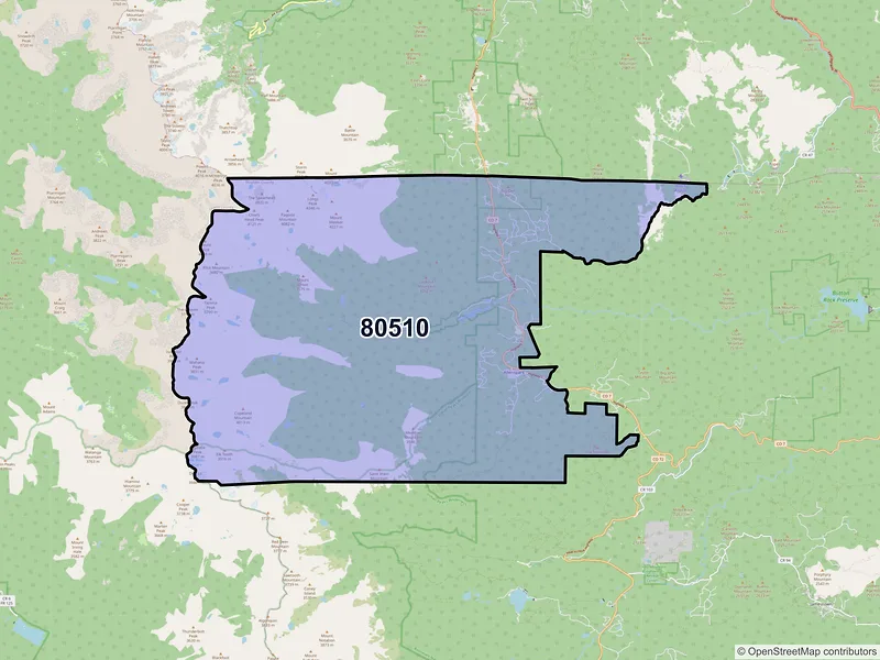 Map of Allenspark, Colorado and ZIP codes