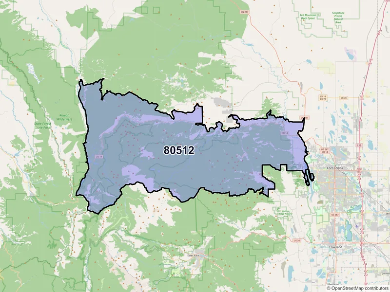 Map of ZIP Code 80512 — Bellvue, CO