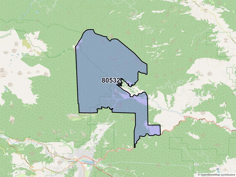 Map of Glen Haven, Colorado and ZIP codes