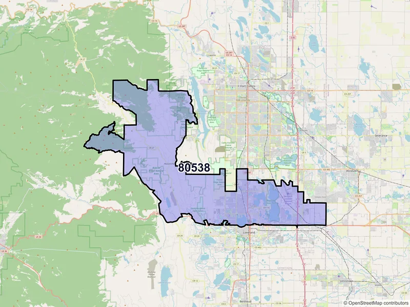 Map of ZIP Code 80538 — Loveland, CO