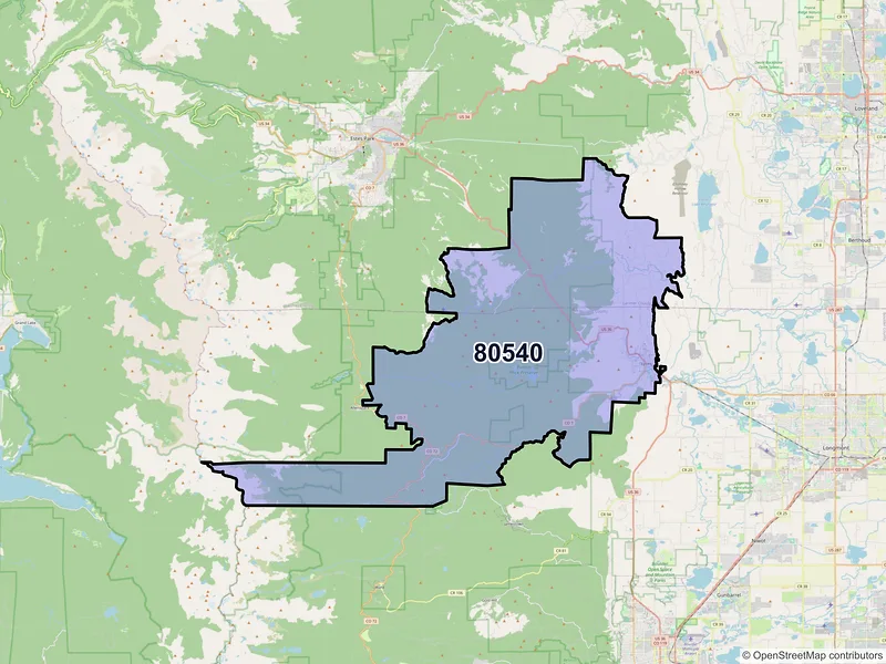 Map of ZIP Code 80540 — Lyons, CO
