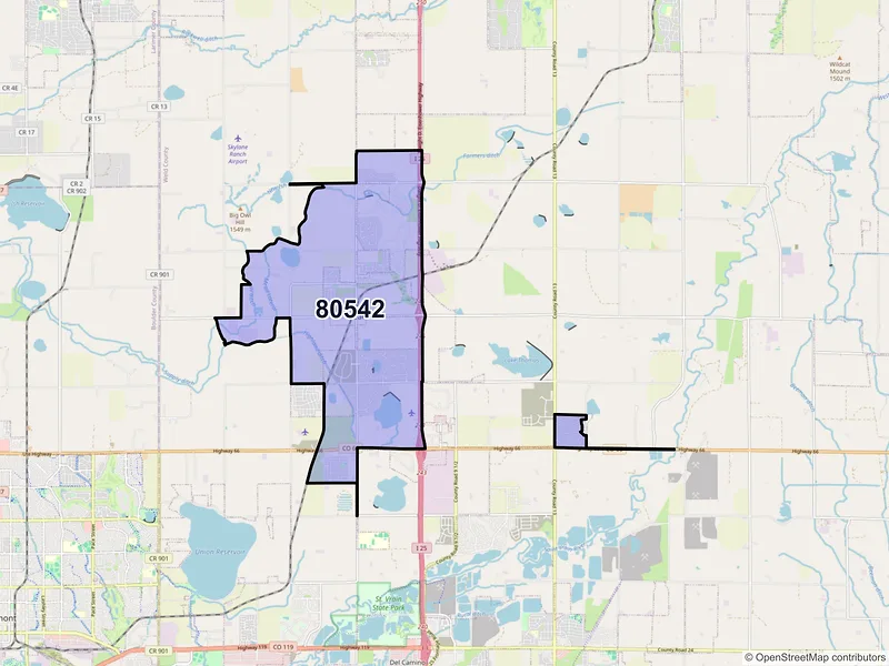 Map of ZIP Code 80542 — Mead, CO