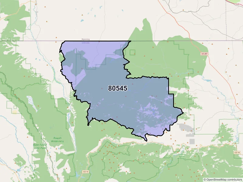 Map of ZIP Code 80545 — Red Feather Lakes, CO