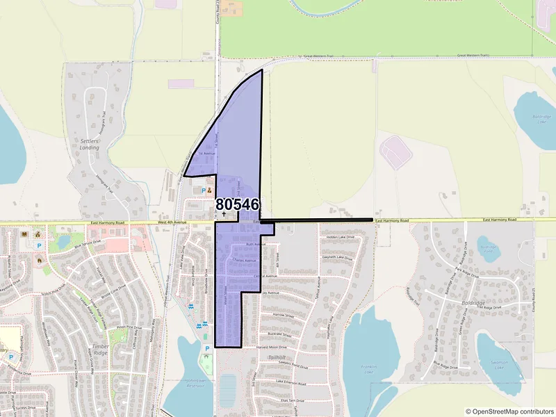 Map of Severance, Colorado and ZIP codes