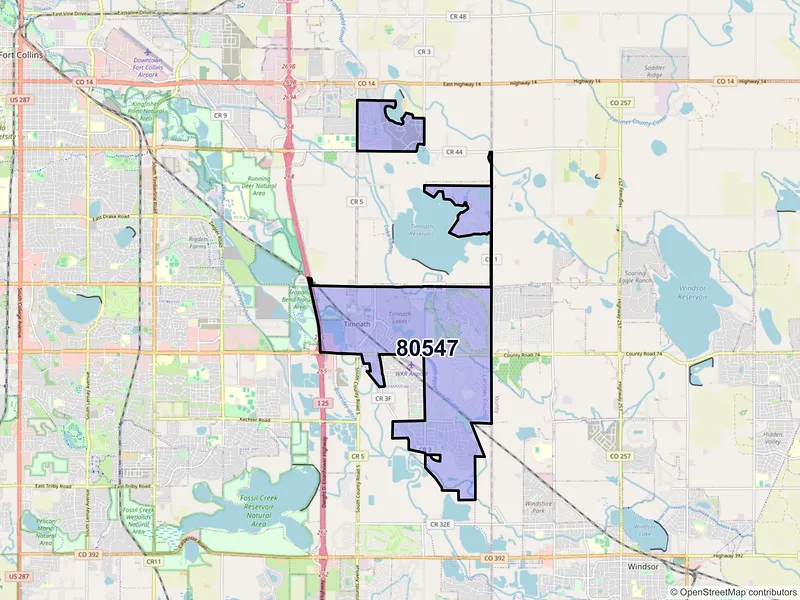 Map of ZIP Code 80547 — Timnath, CO