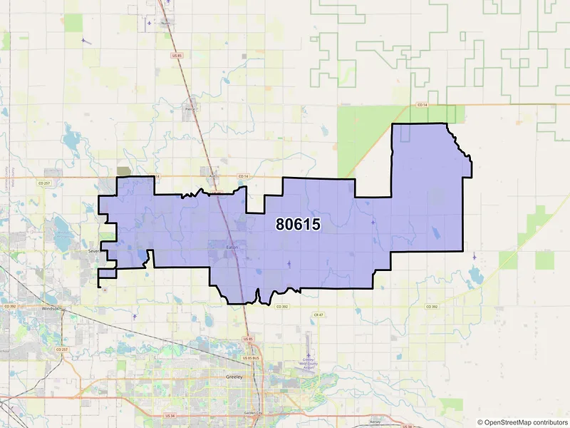 Map of ZIP Code 80615 — Eaton, CO