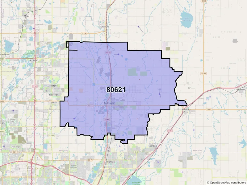 Map of ZIP Code 80621 — Fort Lupton, CO