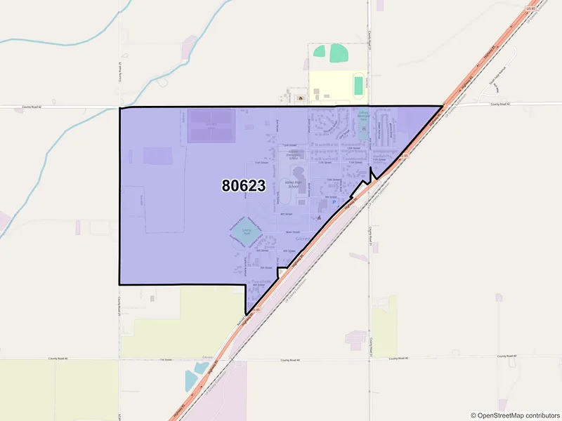 Map of Gilcrest, Colorado and ZIP codes