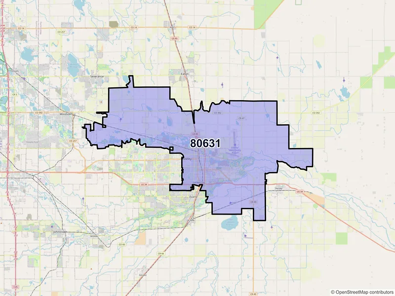 Map of ZIP Code 80631 — Greeley, CO